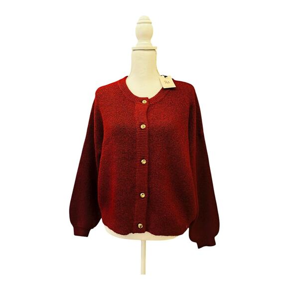 Brand New Sincerely Jules Burgundy Button Down Sweater - Picture 1 of 2